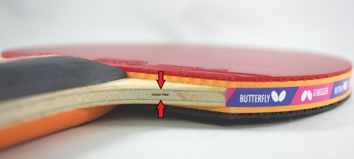 Butterfly Nakama S-1 Racket: Close-up of carbon layers